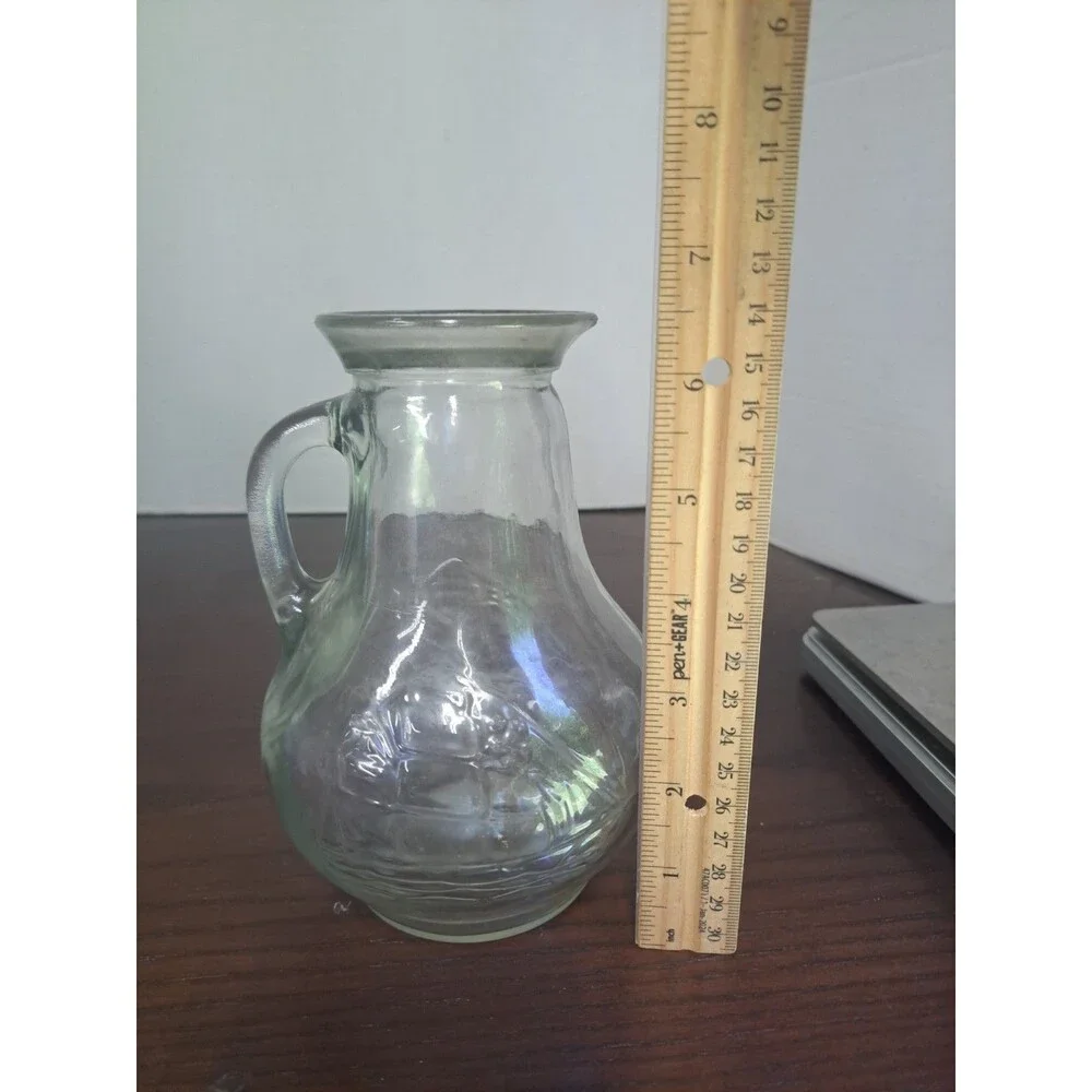Vintage Clear Glass With Emvossed Clipper Ship Pitcher